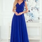 Robe De Soiree Chic Bleue Longue Sans Manches 2