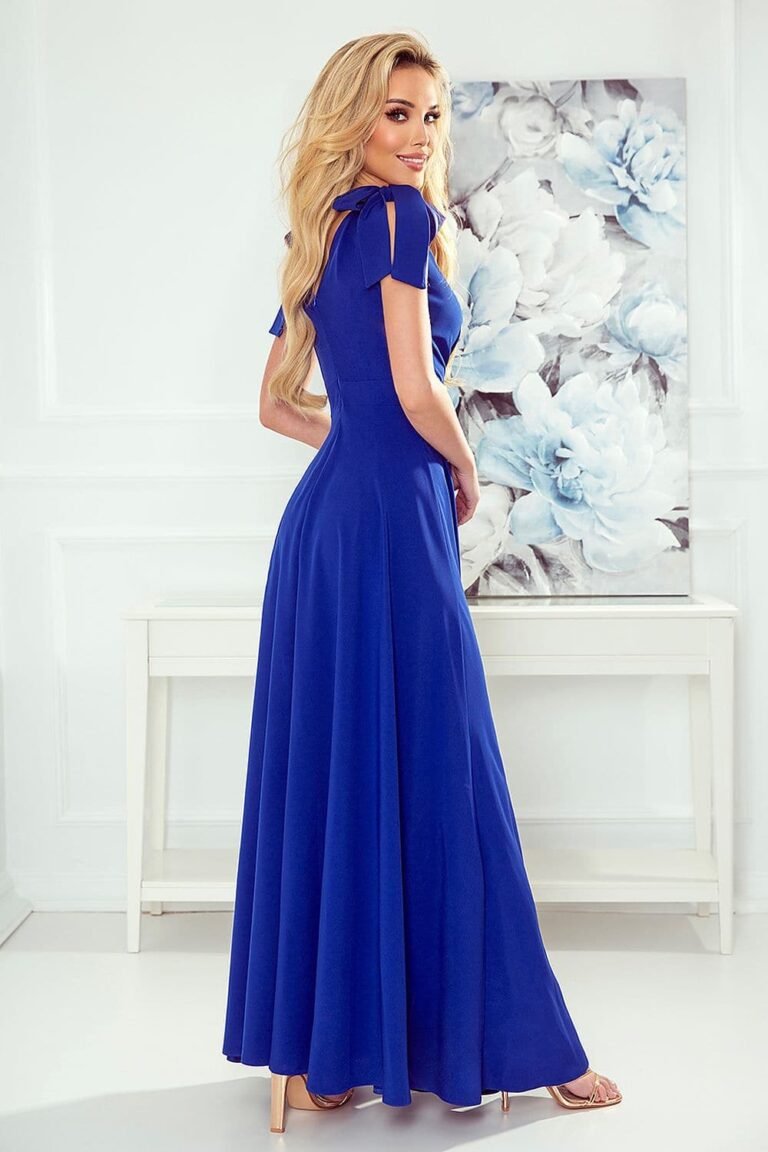 Robe De Soiree Chic Bleue Longue Sans Manches