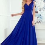 Robe De Soiree Chic Bleue Longue Sans Manches S