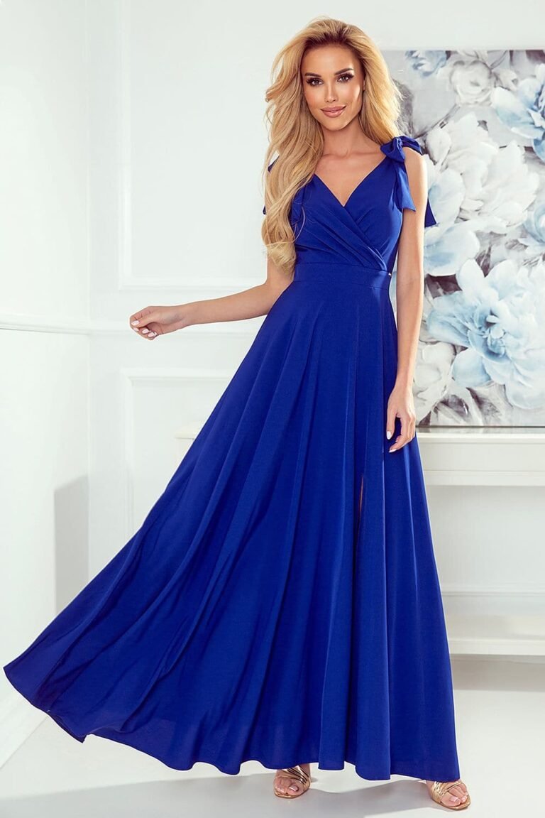 Robe De Soiree Chic Bleue Longue Sans Manches S