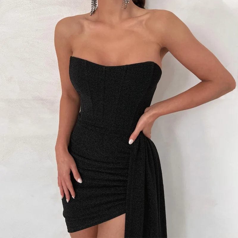 Robe De Soiree Chic Epaules Denudees Noir S