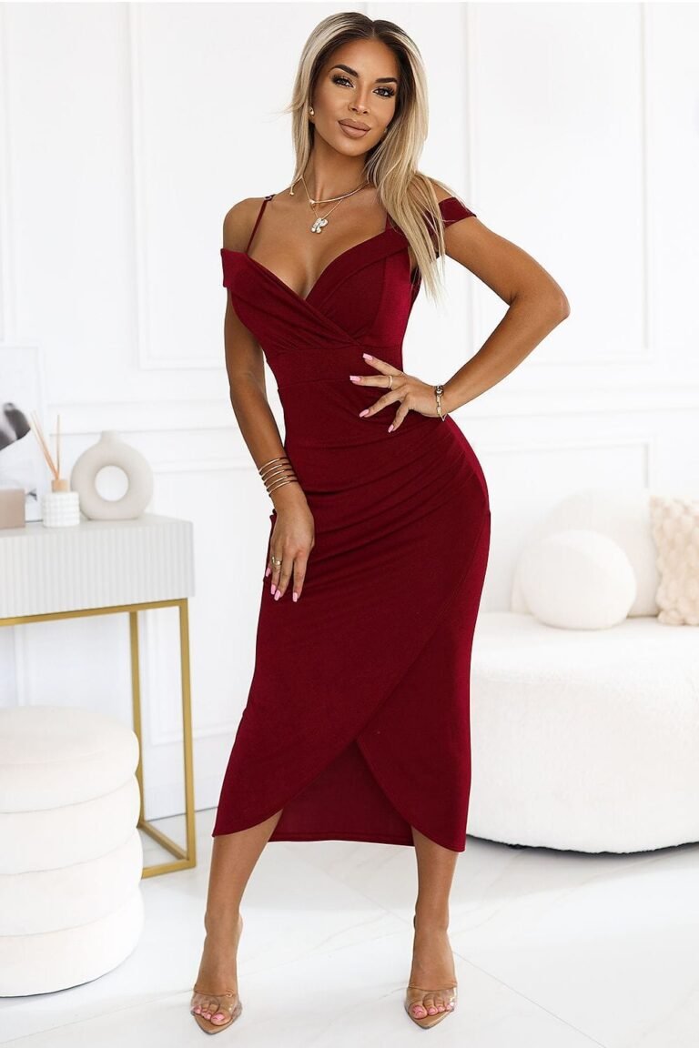 Robe De Soiree Chic Et Classe Bas Croise Bordeaux Taille Unique
