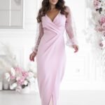 Robe De Soiree Chic Longue Drappee Rose Pastel 34