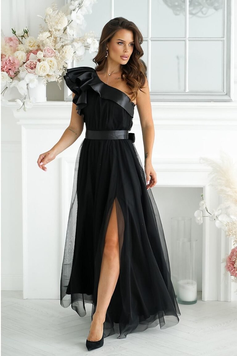 Robe De Soiree Chic Longue En Tulle Noir 34