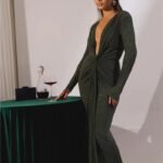 Robe De Soiree Chic Manche Longue Fendue 3