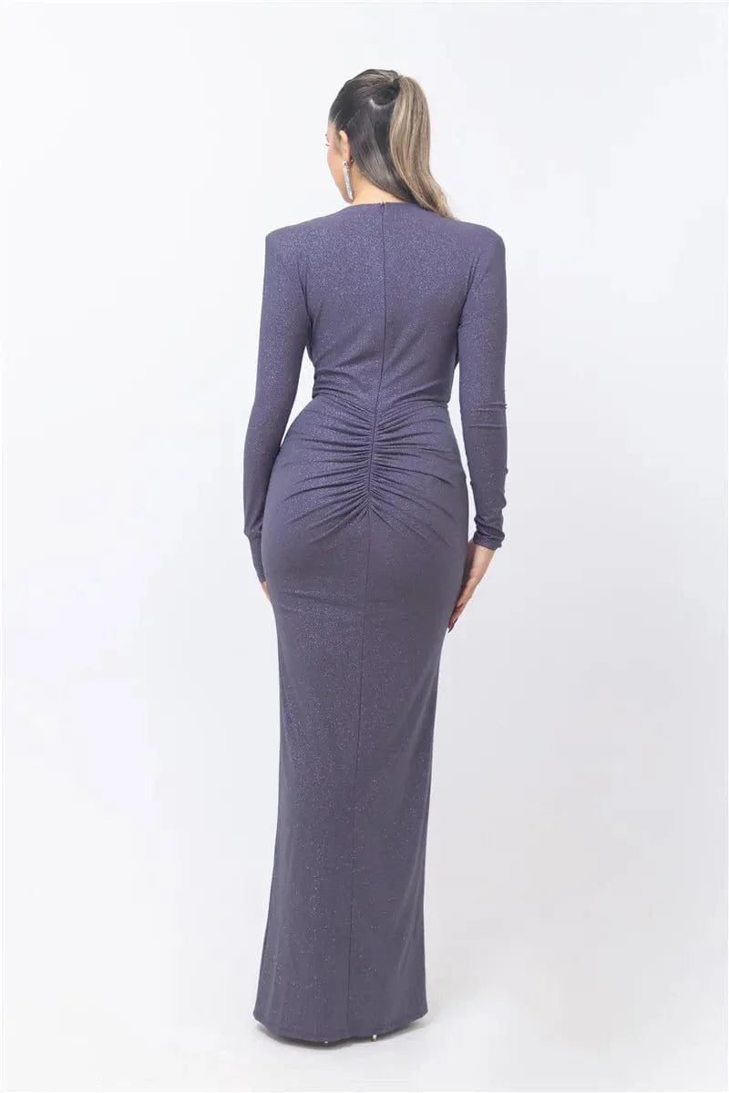 Robe De Soiree Chic Manche Longue Fendue 5