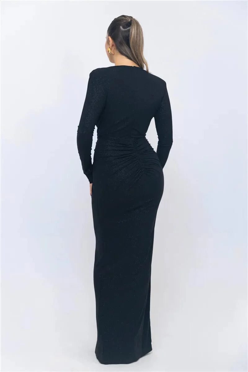Robe De Soiree Chic Manche Longue Fendue 8