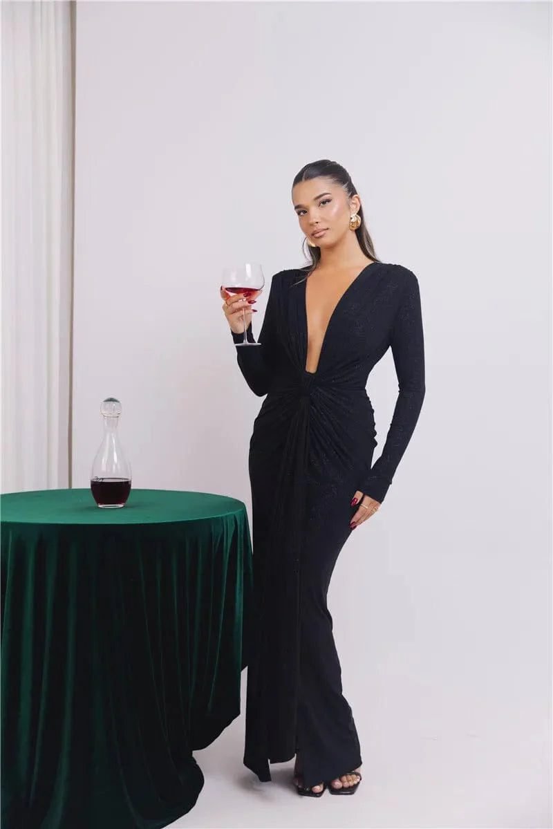 Robe De Soiree Chic Manche Longue Fendue 9
