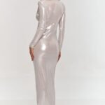 Robe De Soiree Chic Metalisee Longue Fendue
