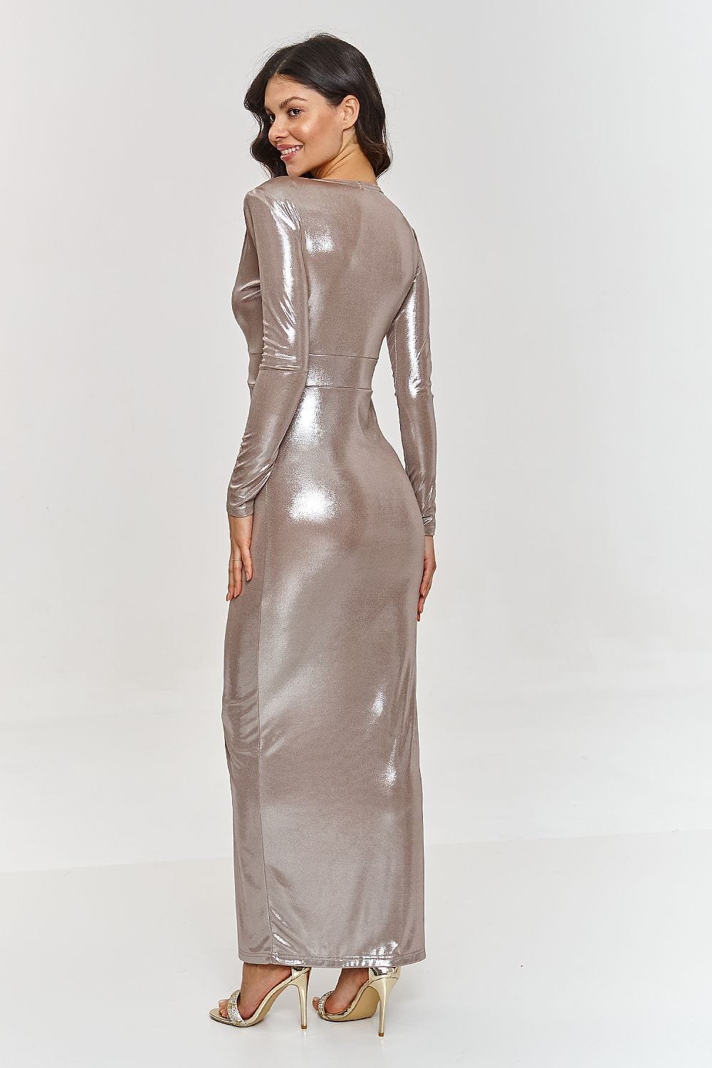 Robe De Soiree Chic Metalisee Longue Fendue 2