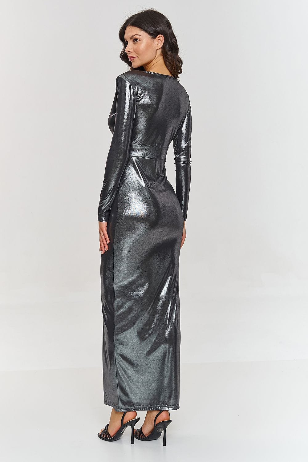 Robe De Soiree Chic Metalisee Longue Fendue 6