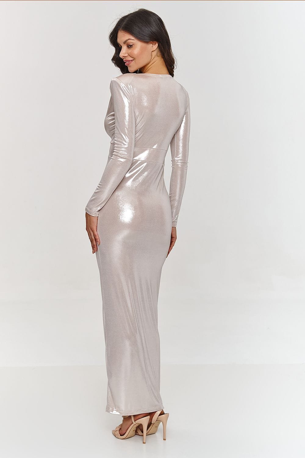 Robe De Soiree Chic Metalisee Longue Fendue