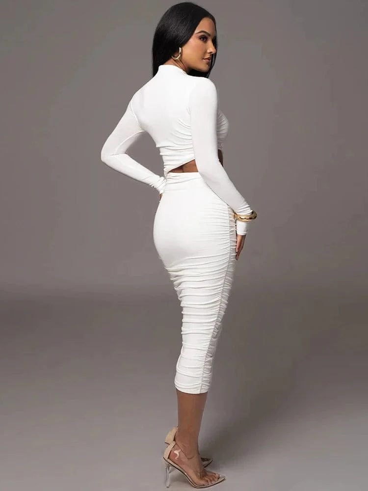 Robe De Soiree Chic Midi A Manche Longue 5