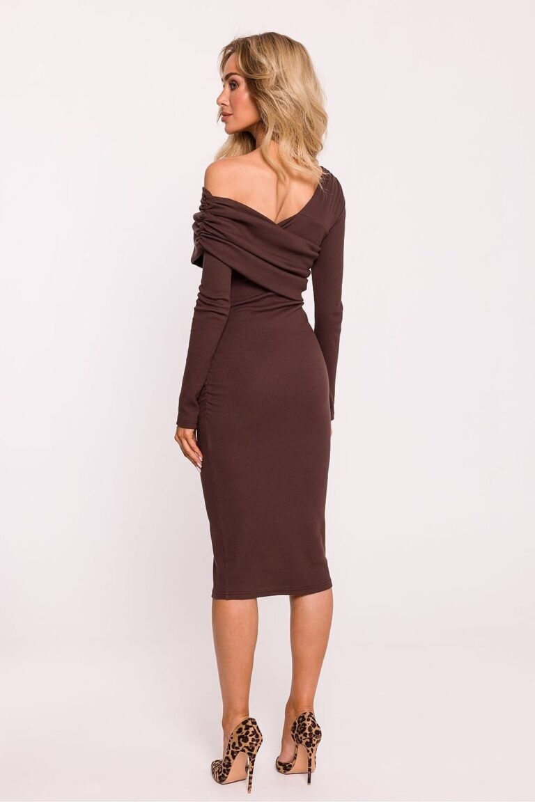 Robe De Soiree Chic Midi Moulante Manches Longues 2