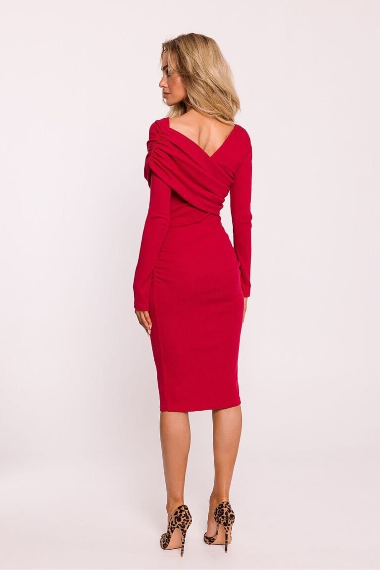 Robe De Soiree Chic Midi Moulante Manches Longues 6
