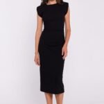 Robe De Soiree Chic Midi Moulante Sans Manches Noir S