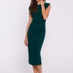 Robe De Soiree Chic Midi Moulante Sans Manches Vert S