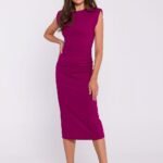 Robe De Soiree Chic Midi Moulante Sans Manches Violet S
