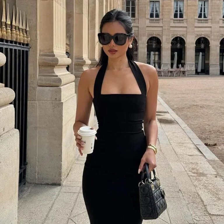 Robe De Soiree Chic Noire Midi Dos Nu 2