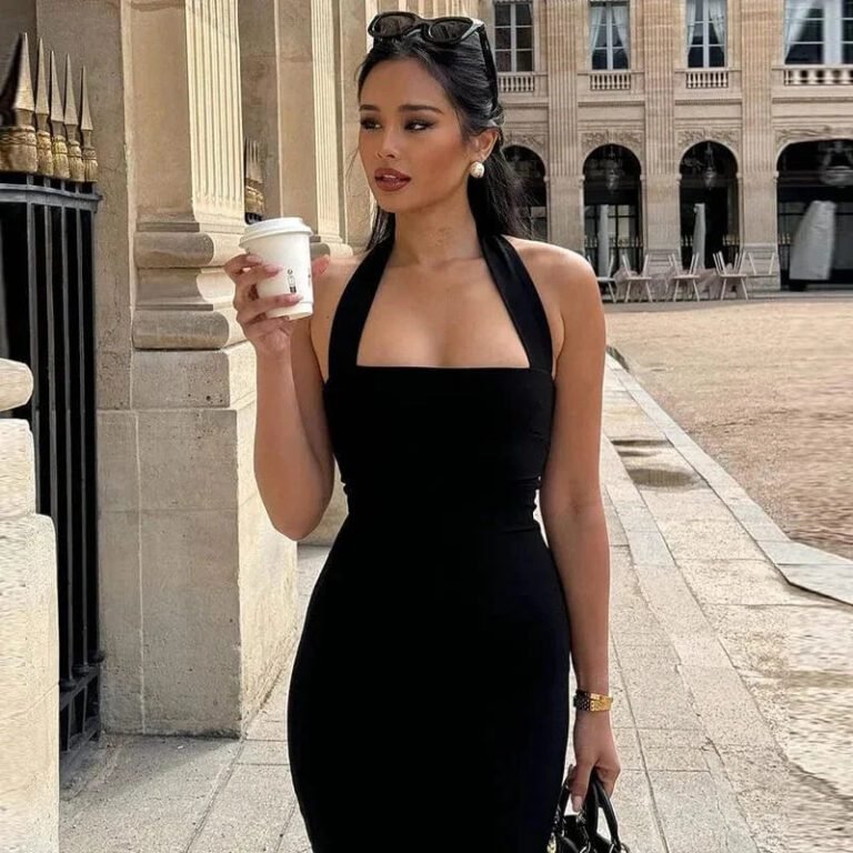 Robe De Soiree Chic Noire Midi Dos Nu 4