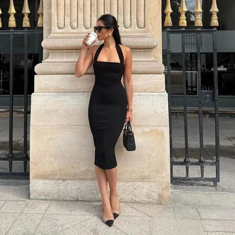 Robe De Soiree Chic Noire Midi Dos Nu