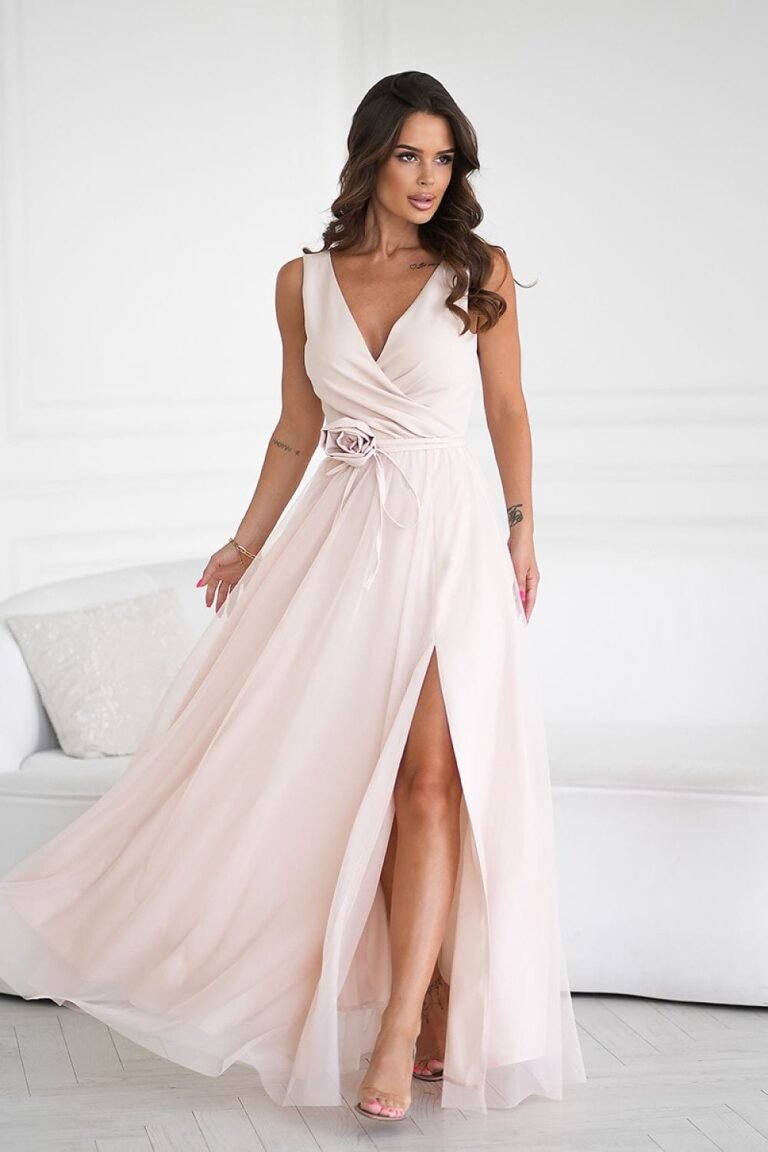 Robe De Soiree Chic Sans Manches Rose Poudre 34
