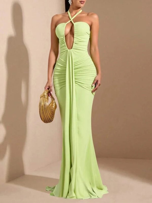Robe De Soiree Chic Verte Moulante Vert S