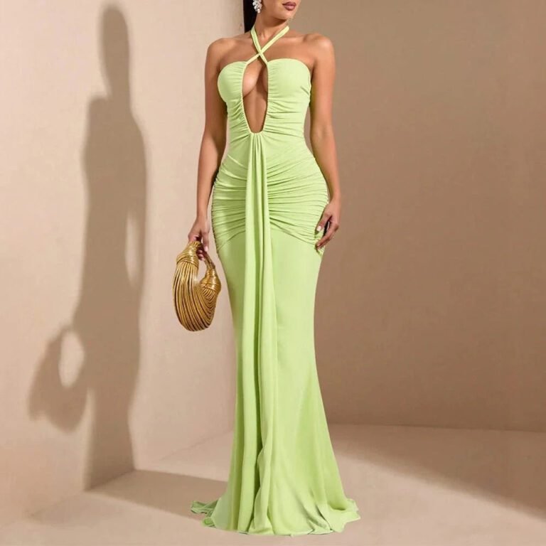Robe De Soiree Chic Verte Moulante Vert S