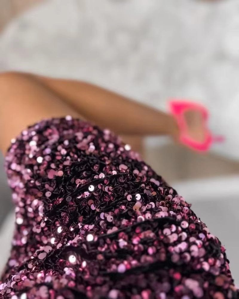 Robe De Soiree Courte A Paillettes 3