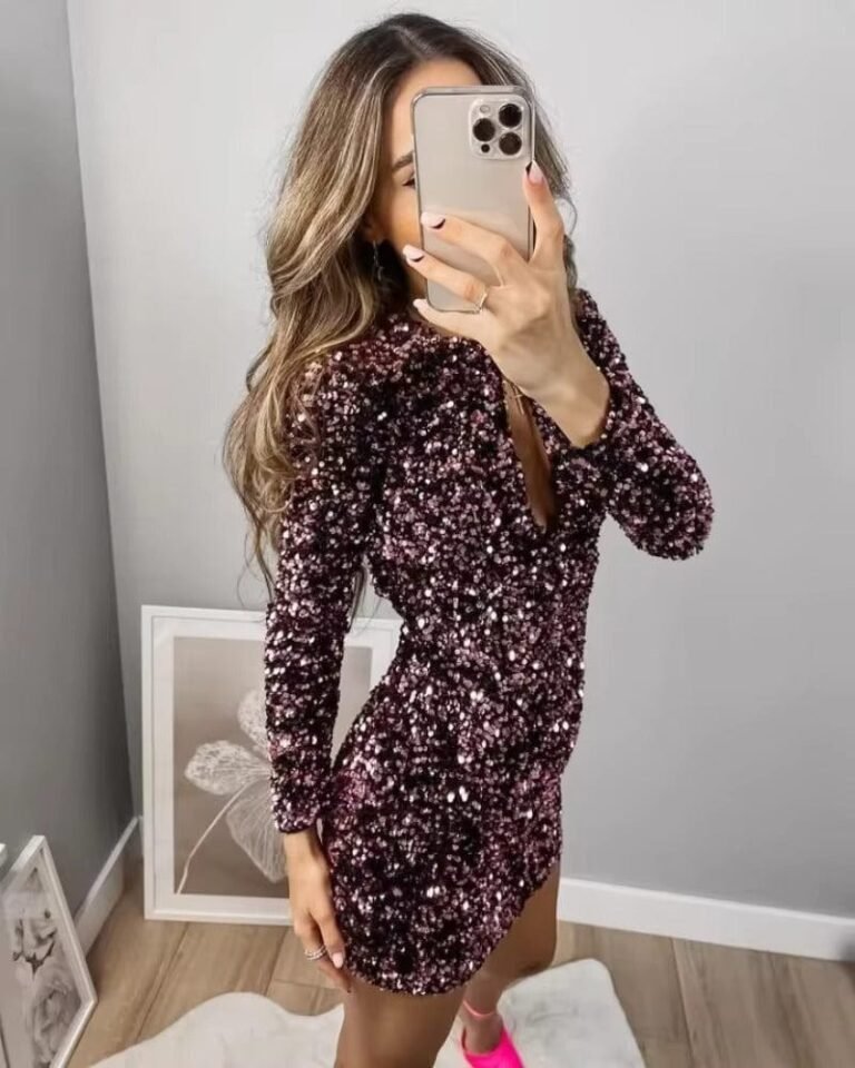 Robe De Soiree Courte A Paillettes 5