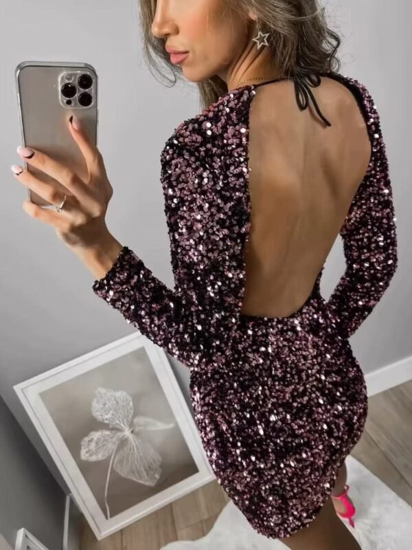 Robe De Soiree Courte A Paillettes