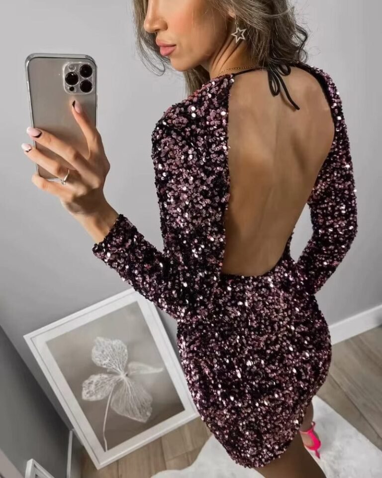 Robe De Soiree Courte A Paillettes