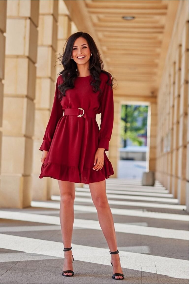Robe De Soiree Courte Manche Longue Rouge 36