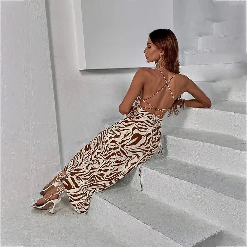 Robe De Soiree Dos Nu Longue A Motifs