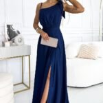 Robe De Soiree Elegante Bleue Longue Fendue Bleu Marine S