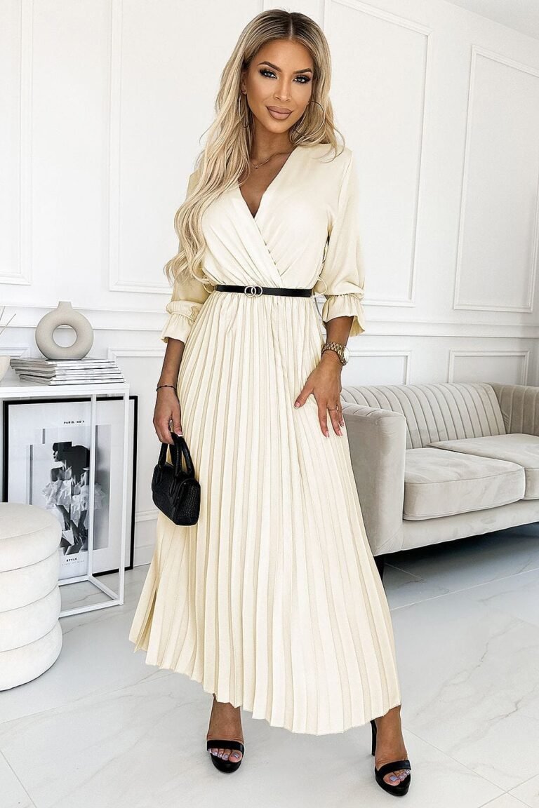 Robe De Soiree Elegante Longue Jupe Plissee 3
