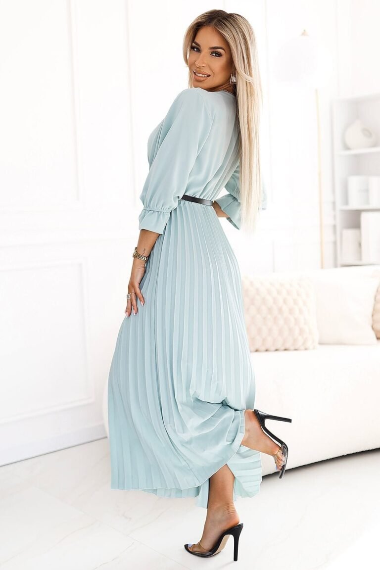 Robe De Soiree Elegante Longue Jupe Plissee