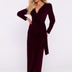 Robe De Soiree En Velours Chic Manche Longue Bordeaux S