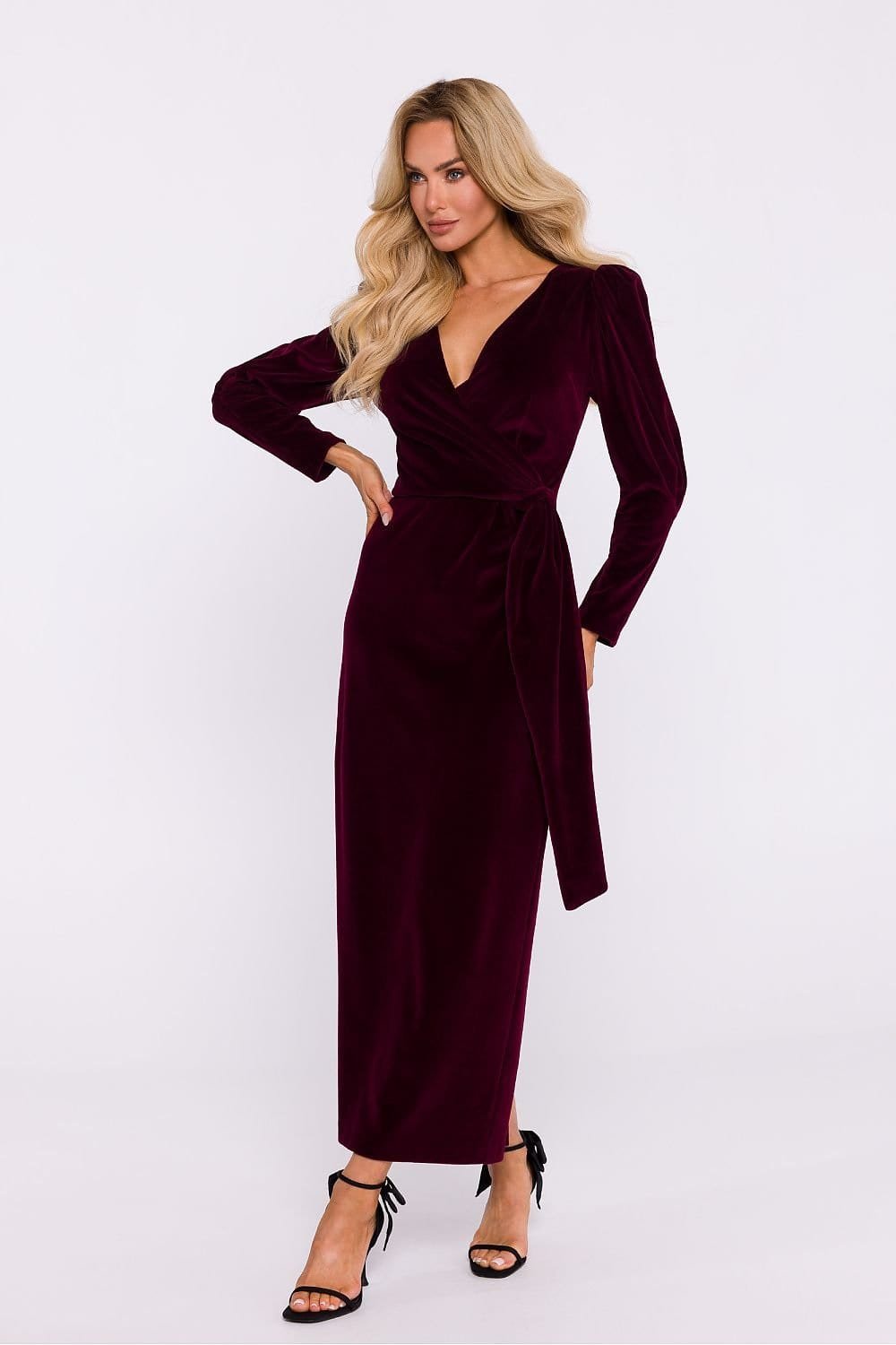 Robe De Soiree En Velours Chic Manche Longue Bordeaux S