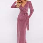 Robe De Soiree En Velours Chic Manche Longue Rose S