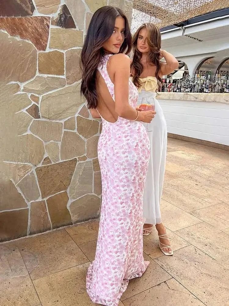 Robe De Soiree Fleurie Longue Dos Nu 2