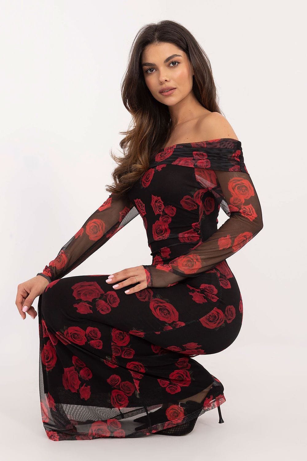 Robe De Soiree Fleurie Longue Epaules Denudees 10