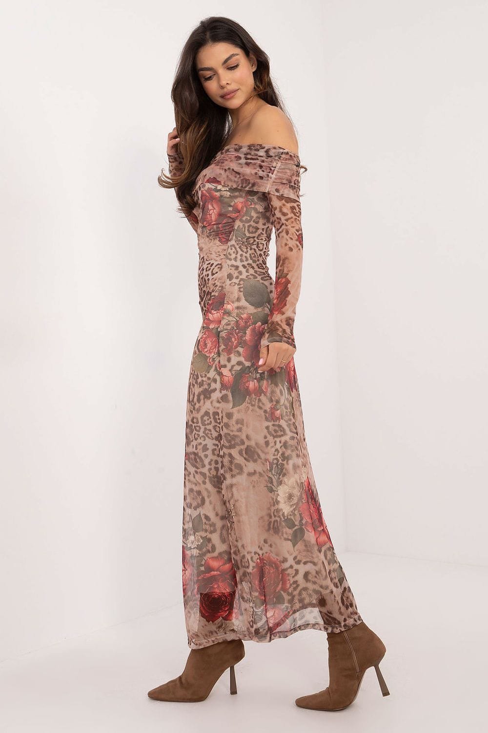 Robe De Soiree Fleurie Longue Epaules Denudees 3