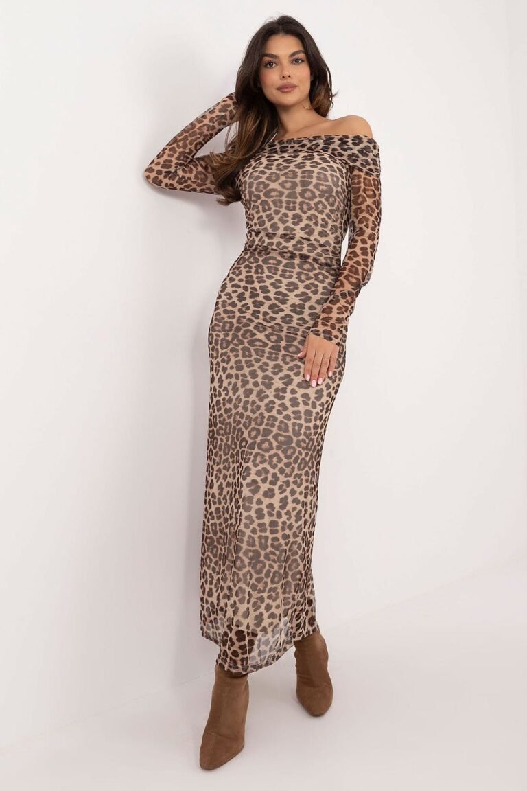 Robe De Soiree Fleurie Longue Epaules Denudees Marron Taille Unique