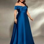 Robe De Soiree Grande Taille En Satin Bleu 2