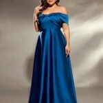Robe De Soiree Grande Taille En Satin Bleu 3
