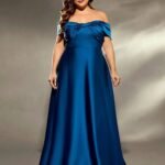 Robe De Soiree Grande Taille En Satin Bleu 4