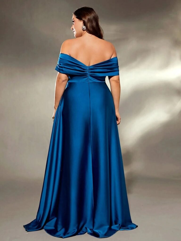 Robe De Soiree Grande Taille En Satin Bleu