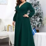 Robe De Soiree Grande Taille Verte Manches Longues 2