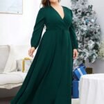 Robe De Soiree Grande Taille Verte Manches Longues 3